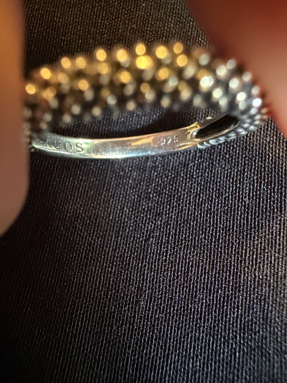 Lagos Signature Caviar Beaded Stacking Ring. Size 7 - Picture 3 of 7